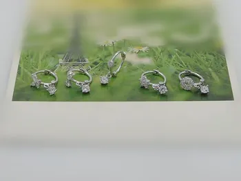 925 sterling silver cercei moda papion floare fluture cerc pandantiv rotund serie mică inel ureche fată destul de drăguț ureche evreu