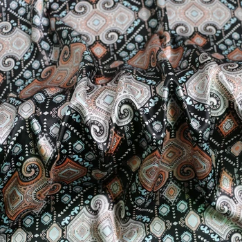 De Metru Moale Mozaic Satin Material Moale Charmeuse Tesatura Căptușeală Retro Print
