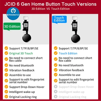 JC 6 Gen 3D Button Acasă Cablu Flex pentru iPhone 7 7P 8 8P Meniu Tastatura Reveni cu Functie Reveni JC HX Butonul Home Pentru iPhone