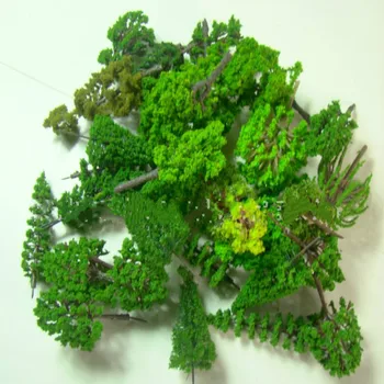 30Pcs/Lot Model de Copaci Verzi Amestecate Sârmă Și Plastic Model Peisaj Tren Layout Grădină Peisaj in Miniatura