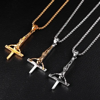 Moda Din Oțel Inoxidabil Cruce Inversat Isus Pandantiv Colier Lucifer Satan Cult Lanțul De Bijuterii Pentru Barbati Femei Anti-Creștină
