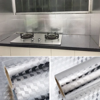 Bucătărie Ulei-dovada Tapet rezistent la apa Folie de Aluminiu autoadezive, Mobilier Aragaz Cabinet Plitei Autocolante DIY Hârtie de Perete Hot