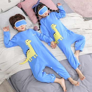 Fete Baieti Homewear Primăvară Maneca Lunga Onesie Pijamale Desene animate Dinosaur 3D Animal Onesies Copii Bumbac Salopeta Copii îmbrăcăminte de noapte