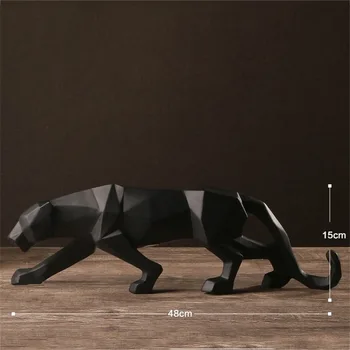Nordic Abstract Panteră Neagră Sculptura Geometrice Rășină Leopard Statuie Faunei Sălbatice Decor Cadou Ambarcațiuni Ornament Accesorii Mobilier