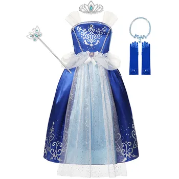 Alba ca zapada Dress Pentru Fete Satin Costume Printesa 2020 New Sosire Superba Haine pentru Copii 3-8T Halloween Cosplay Rochii