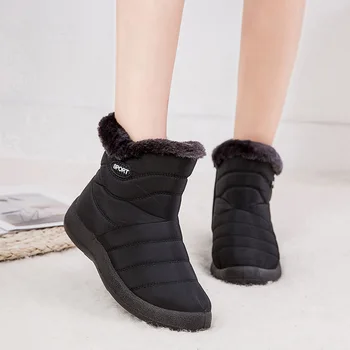 Iarna cizme glezna 2021 moda cizme impermeabile de iarnă pantofi femei casual lightweight zip cald blana de pluș pentru femei cizme pentru femei