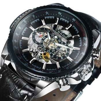 Ceas Militar Pentru Bărbați Schelet Cuarț Încheietura Ceasuri De Top De Brand De Lux 2020 Argint Aur Mare De Piele Reloj Hombre