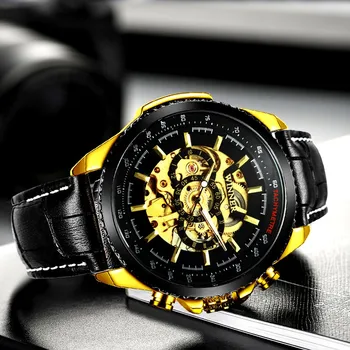 Ceas Militar Pentru Bărbați Schelet Cuarț Încheietura Ceasuri De Top De Brand De Lux 2020 Argint Aur Mare De Piele Reloj Hombre