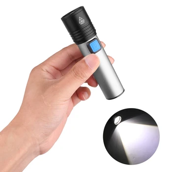 Led Mini Lanterna Ultra Bright Lanterna T6 în aer Liber rezistent la apa Lumina Zoomable UBS Built-in Baterie Reîncărcabilă Lanterne