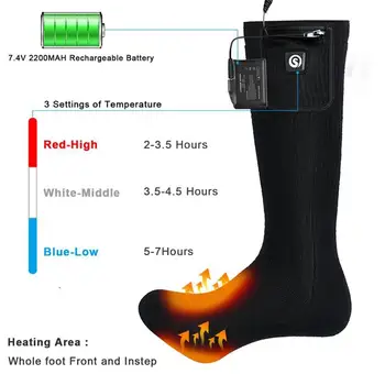 Încălzit Șosete Noi de Iarna Cald Reîncărcabilă Electrice 7.4 V 2200mAh Baterie Șosete Termice pentru Camping, Drumeții, Călărie 2020