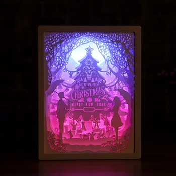 Lucrare de sculptură lampa creative desktop lampă de carte cuplu romantic rama foto lampă de noptieră lumina lampa LED veghe