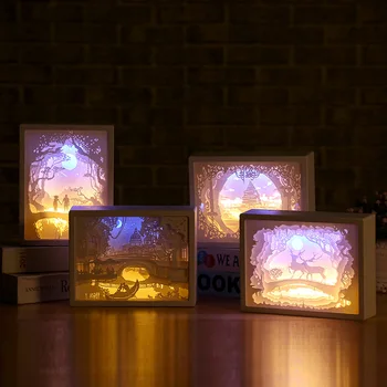 Lucrare de sculptură lampa creative desktop lampă de carte cuplu romantic rama foto lampă de noptieră lumina lampa LED veghe