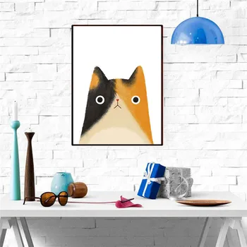 HAOCHU Cat Pictură de Desene animate Drăguț Animal Nordic Home Decor de Perete de Arta Imagine Poster Pânză Living Dormitor Copil Coridor Consumabile