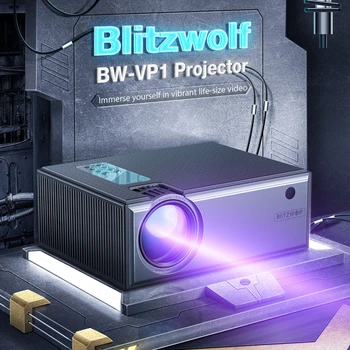 Blitzwolf 720P Proiector 50-200 inch 2800 Lumeni 16:9 4:3 Smart Office Home Theater Suport 1080P Intrare Video Portabile