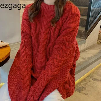 Ezgaga Poftă De Mâncare Streetwear Pulover 2020 Toamna Iarna Noi Femeile Topuri O-Gât-Coreean Uza Pulover Cald Tricotaje Jumper Moda