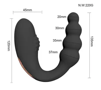 FAAK Formă de U dublu cap agitare vibrator din silicon margele butt plug cuplu jucarii sexuale sex masculin, prostata pentru masaj stimuleaza clitorisul