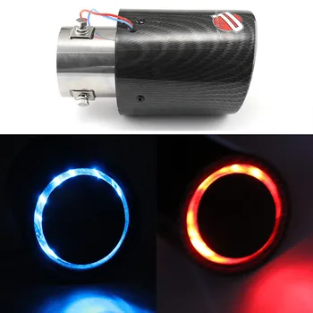 LED-uri auto Toba de Eșapament Sfat Țeavă Rosu/Albastru Lumină în Flăcări Drept Masina Modificata Priză Unică Țeavă de Eșapament Coada Gât Universal