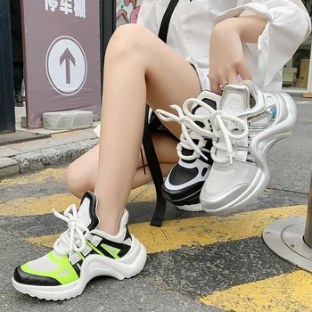 Ins Fierbinte Adidasi Femei La Modă Indesata Tata Pantofii Femeii Dantela-Up Pantofi Platforma De Sex Feminin Culoare Nouă Adidași De Tenis Încăltăminte Într-Femme