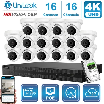 UnILook 16CH NVR 8/10/12/16Pcs 4K 8MP Turela Camera IP POE NVR Kit de Securitate CCTV Audio Viziune de Noapte 30m Onvif H. 265 P2P Vizualizare