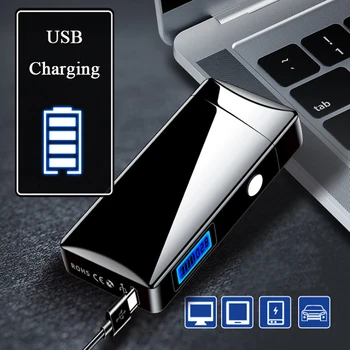 Metal Trei Arc Windproof lumanari Electrice Bricheta USB fără flacără de Plasmă Trabuc Brichetă Accesorii Cadouri Pentru Bărbați