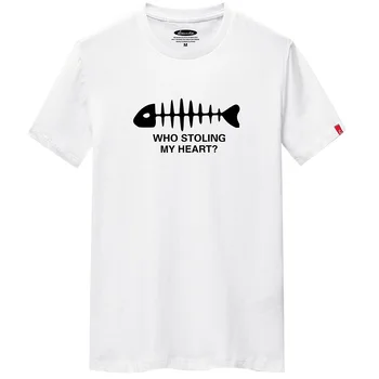 De vară pentru bărbați T-shirt îmbrăcăminte de brand tricou barbati O-gât vrac de mari dimensiuni cu mânecă scurtă T-shirt imprimat os de pește pentru bărbați T-shirt