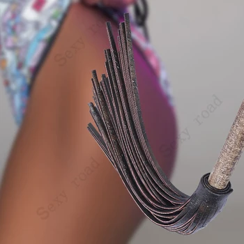 BDSM din piele dispersa bici retro mâner de lemn fetish biciuire fundul bici supus femeie dominatie feminina jucărie pentru Adulți sclav jocuri SM