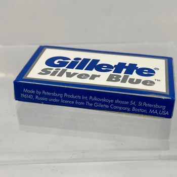 Gillette Argint Albastru 100 Buc Lama De Ras Margine Dublă De Ras Lame De Ras Pentru Bărbați Îngrijirea Feței Clasice Din Oțel Inoxidabil Buna