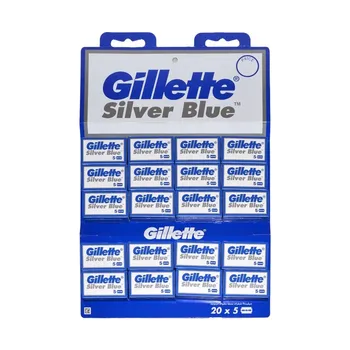Gillette Argint Albastru 100 Buc Lama De Ras Margine Dublă De Ras Lame De Ras Pentru Bărbați Îngrijirea Feței Clasice Din Oțel Inoxidabil Buna