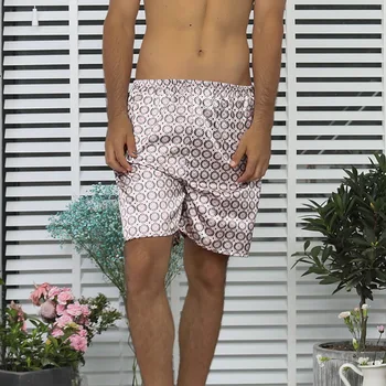 Silk Satin printuri sleepwear pantaloni scurți cu talie elastic brand de calitate, moale Pantaloni de Pijama de Vara barbati de casa pe termen scurt pantaloni de Pijama