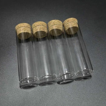 24buc/lot 30x100mm 50ml fund Plat Eprubetă de Sticlă cu dopuri de pluta pentru tipurile de sticlărie de Laborator