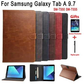 Premium din Piele de Caz pentru Samsung Galaxy Tab a 9.7 SM-T550 SM-T555 Smart Auto Dormi Trezește-rezistent la Șocuri husa Flip Shell
