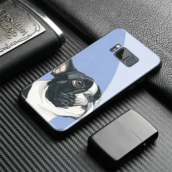 Drăguț Pug bulldog francez de Sticlă Silicon Moale Caz de Telefon Shell Acoperire Pentru Margine Samsung Galaxy S7 S8 S9 S10 e Plus Nota 8 9 10 Plus
