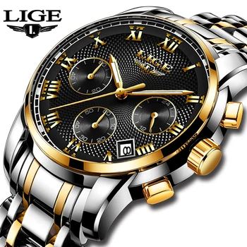 2019 Nou Mens Ceasuri de Top de Brand de Lux LIGE Afaceri Data Oțel Inoxidabil Cuarț Mens de Moda rezistent la apă, Cronograf Masculin
