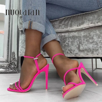 2019 Vara Femei Pantofi Glezna Curea Cross-legat Femei Sandale 11cm Tocuri inalte Sexy cereale Dantela-Up Sandale Pantofi de Înaltă Calitate, Femeie