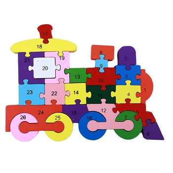 Litere si Cifre din Lemn de Învățământ Puzzle Jucării Pentru Copii din Lemn Materiale de Puzzle Tren Vehicul Jucărie Copii Cadou de Crăciun