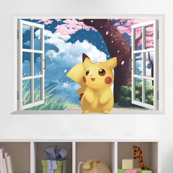 Pikachu 3D tridimensional de Autocolante de Perete Pokemon Eliminat Autocolante de Clasă Grădiniță Copilul Decor Copil de Cameră Decor Acasă