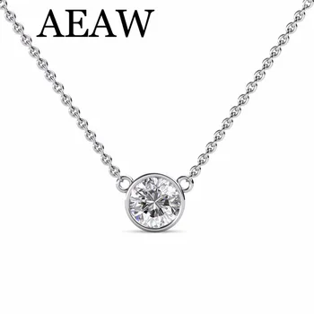AEAW Real 10 Alb Și Aur Galben UIMITOR de 3 Carate ct G Culoare Lab Crescut Moissanite Pandantiv de Diamant &Colier Pentru Femei