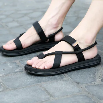 Slip-on bandă îngustă pantofi de vara pentru bărbați sandale solid vara flats sandale barbati pantofi de plajă în aer liber, papuci de casă om casual pantofi Încălțăminte