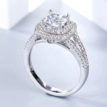 Knobspin De Moda Argint 925 Nunta Inele De Logodna Pentru Femei Spumant Ridicat De Carbon Diamant Bijuterii Fine Cadou