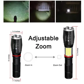 8000ml Lanterna LED-uri COB XML T6 Zoom Lanterna pentru 18650 Baterie Reîncărcabilă AAA coada super-magnet design lampa camping