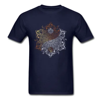 Cele mai recente Mandala de Gheață Foc Yin Yang Floral pentru Bărbați T-shirt Budism Hinduism Fabulos Art Design Tee Shirt Pentru Familie