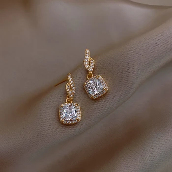 Noua moda bijuterii de înaltă calitate de cupru încrustat pătrat zircon cercei pandantiv elegant de lux pentru femei petrecerea de nunta cercei