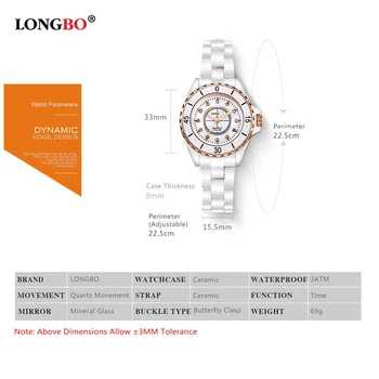 2018 Nou Brand de Lux LONGBO Femei Casual Ceramică Ceas de Moda de la Geneva Femei Ceasuri Doamna Cuarț Încheietura ceasuri relojes mujer