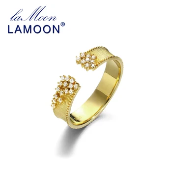 LAMOON Argint 925 Elegant Stele Reglabil Inel Vintage Placat cu Aur 14K CZ Cristal Bijuterii pentru Femei, MAMA Cadou LMRI146