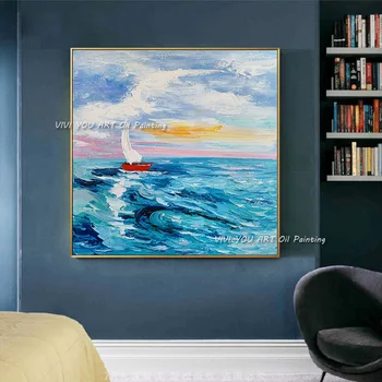 Handmade Valuri De Panza Pictura Modernă Ocean Peisaj Marin Imagini De Artă Gros De Ulei De Arta De Perete Decor Pentru Biroul De Acasă