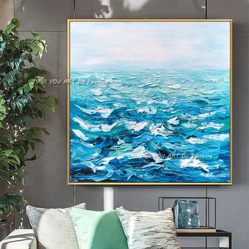 Handmade Valuri De Panza Pictura Modernă Ocean Peisaj Marin Imagini De Artă Gros De Ulei De Arta De Perete Decor Pentru Biroul De Acasă