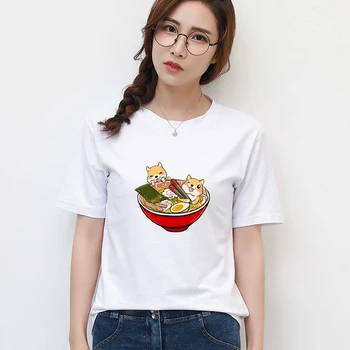 Shiba Inu Tricou Femei din Bumbac Amuzant Drăguț Câine Tricouri coreean Vara Doamnelor de Sus Harajuku Ulzzang T-shirt de sex Feminin Grafic Tees