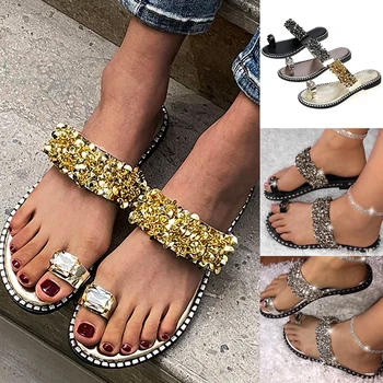 Papuci Femei Vara Plat Bling Flip Flops De Sex Feminin De Cristal În Afara Slide-Uri Pentru Fete Doamnelor Pantofi Sandalias Zapatos De Mujer 2020