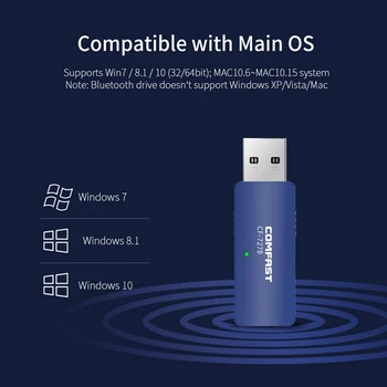 COMFAST 2in1 USB, WiFi, Bluetooth 4.2 Adaptor Dongle 1300Mbps 2.4 G+5.8 G Antena Dual Band Wireless Receptor Extern placa de Retea