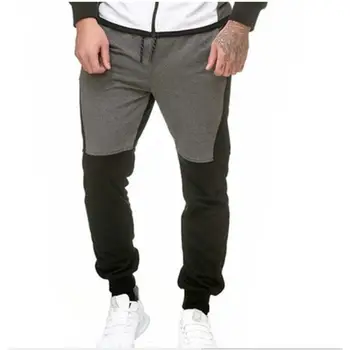 2019 Toamna Iarna Noi Bărbați Fleece Mozaic Sport de Culoare de Potrivire Pantaloni Casual Streetwear Skinny pantaloni de Trening
